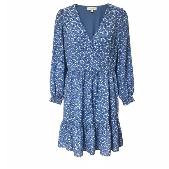 Eliza J Surplice Neck Floral Long Sleeve Fit And Flare Dress - Picture 2 of 6